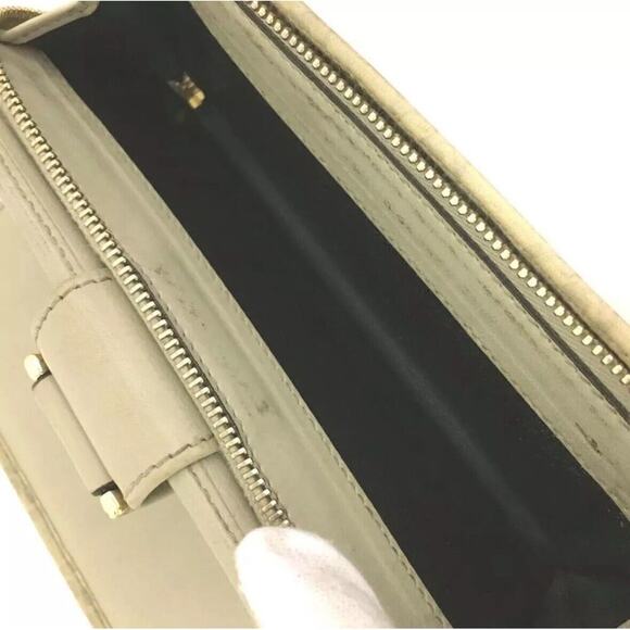 Authentic GUCCI Ssima Abbey GG Logo Leather Long Bifold Wallet Ivory - Picture 6 of 8